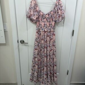 Francesca's Collections Pink Floral Maxi Dress